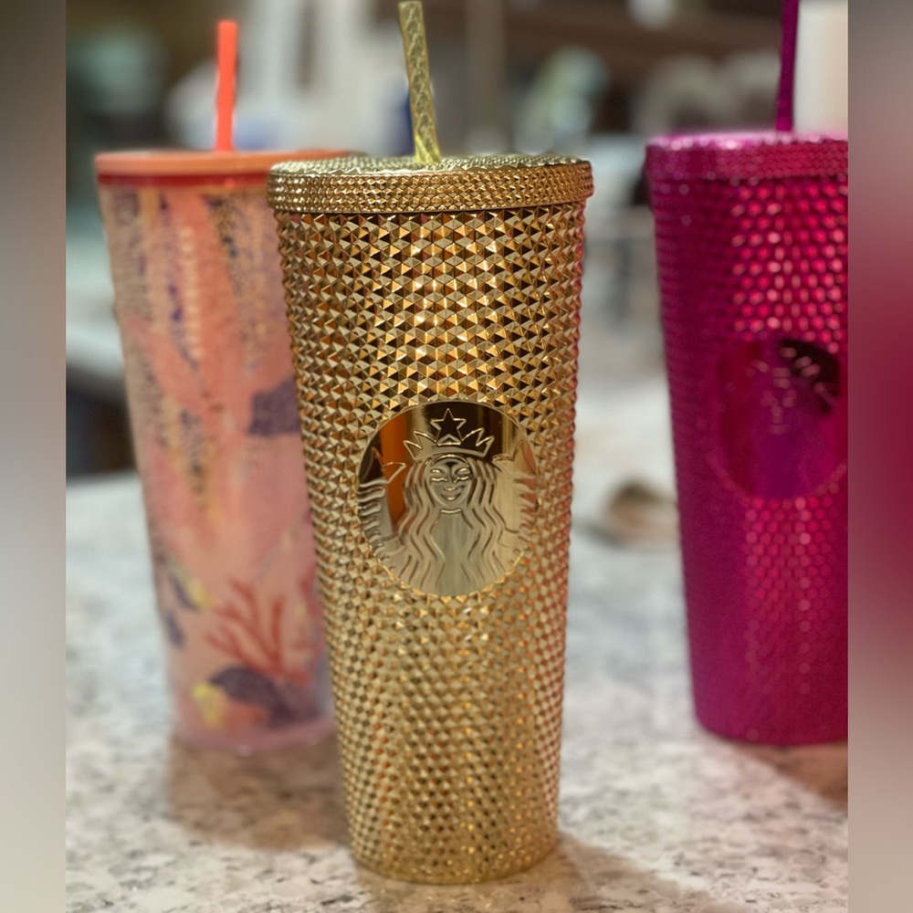 Starbucks Cold Cup Gold Studded Metallic